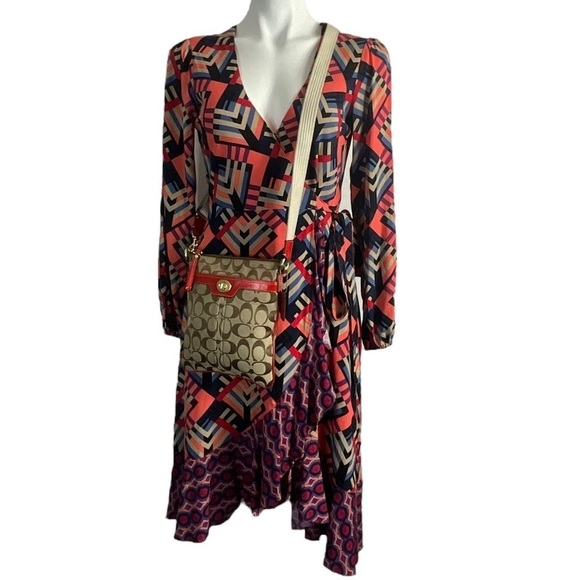 Anthropologie Porridge Graphic Mix Print Wrap Dress - Picture 6 of 10